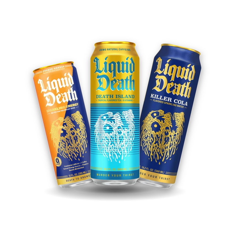 Load image into Gallery viewer, Liquid Death Mix 24pk - Sparkling Energy, Iced Tea and Soda-Flavoured Sparkling Water cans
