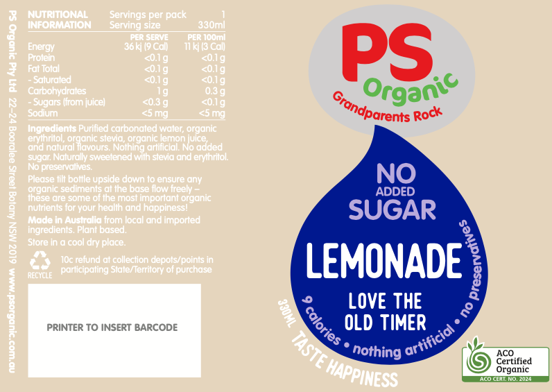 PS Organic No Added Sugar Sodas