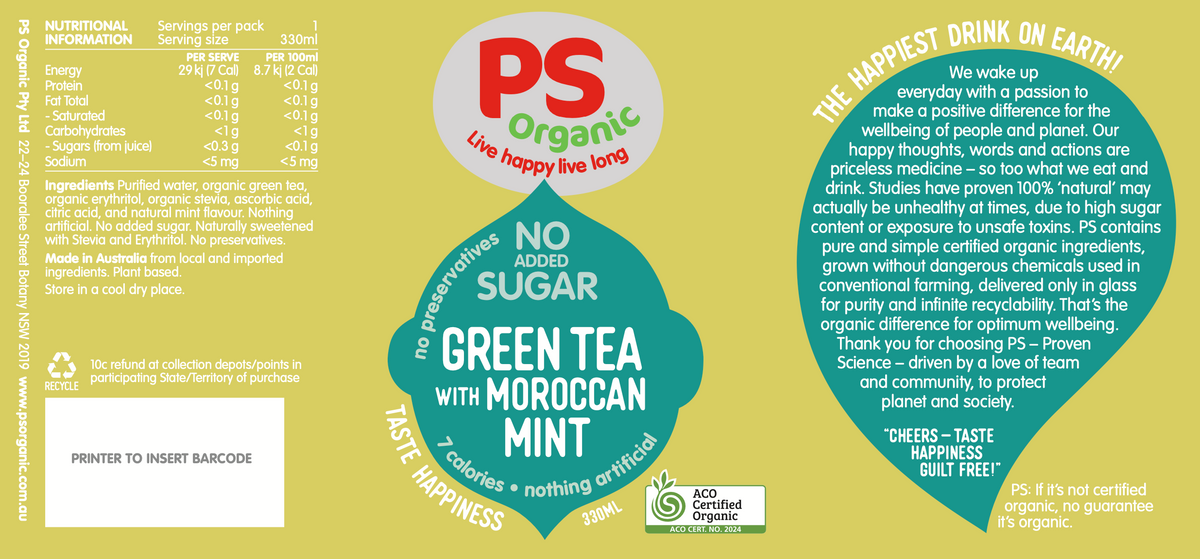 PS Organic Green tea nutrition